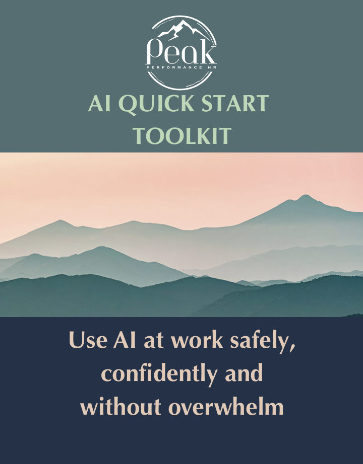 Cover of 'AI Quick Start Toolkit' by Peak Performance with mountain landscape design.