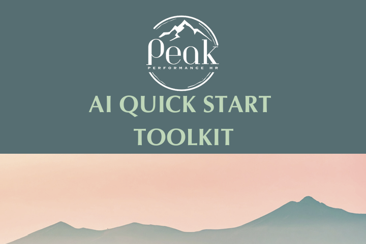 Peak Performance HR logo with 'AI Quick Start Toolkit' text on a gradient background