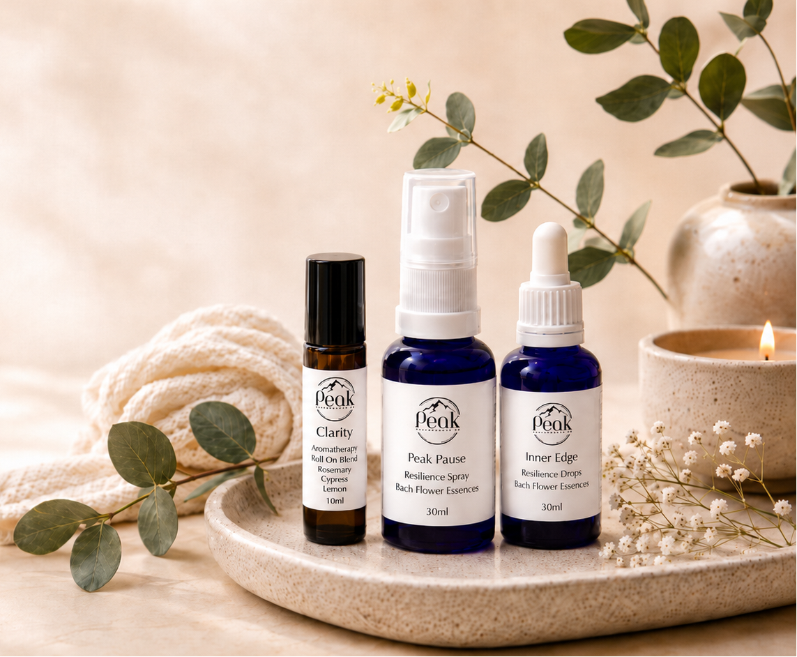Flower essence drops, wellbeing spray and aromatherapy roll-on collection norfolk